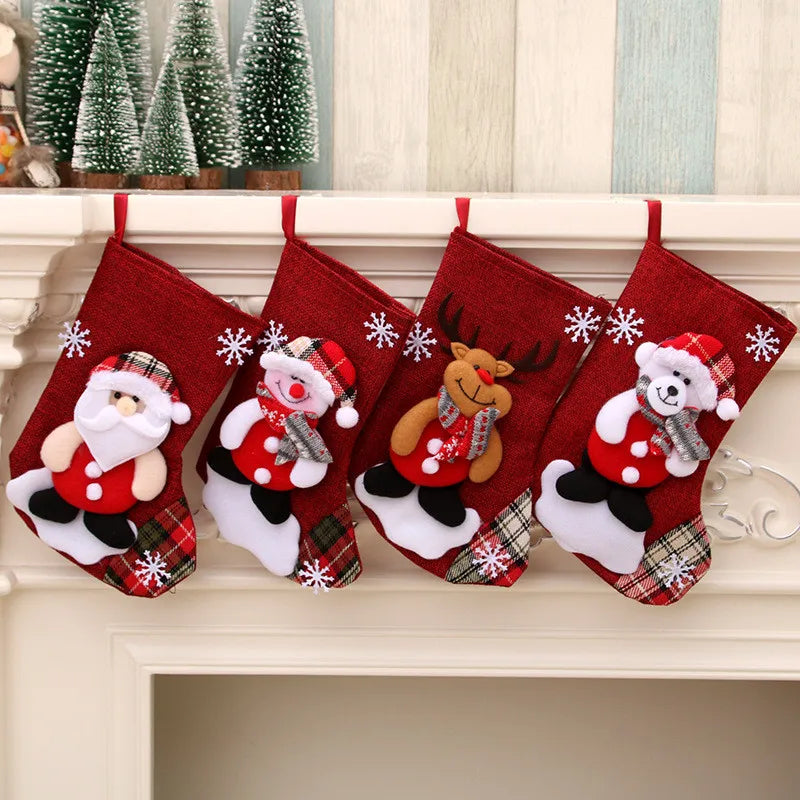 Christmas Xmas Ornaments Decoration 3D Santa Claus Snowman Christmas Socks Stocking Candy Gift Bag