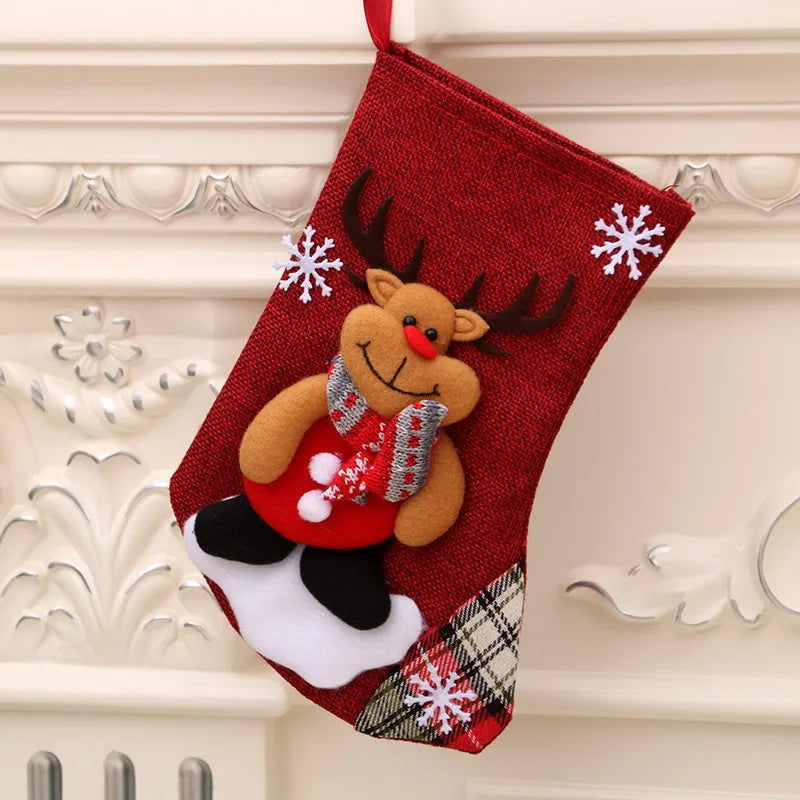 Christmas Xmas Ornaments Decoration 3D Santa Claus Snowman Christmas Socks Stocking Candy Gift Bag