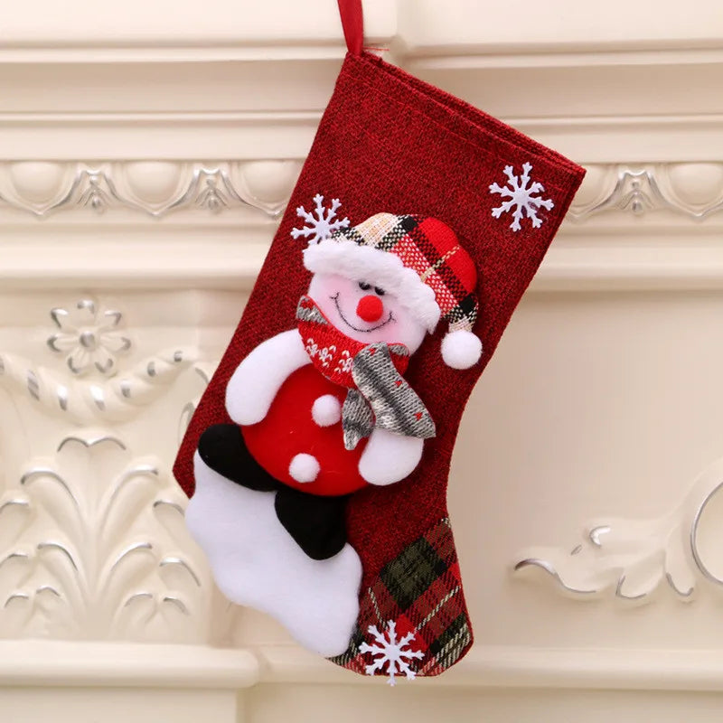 Christmas Xmas Ornaments Decoration 3D Santa Claus Snowman Christmas Socks Stocking Candy Gift Bag