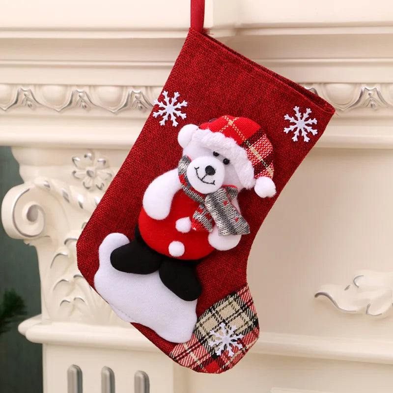 Christmas Xmas Ornaments Decoration 3D Santa Claus Snowman Christmas Socks Stocking Candy Gift Bag