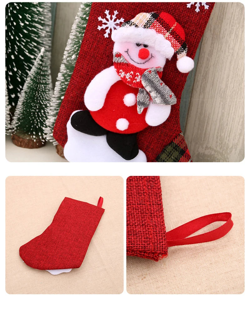 Christmas Xmas Ornaments Decoration 3D Santa Claus Snowman Christmas Socks Stocking Candy Gift Bag