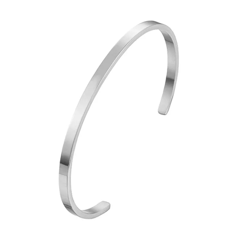 Unisex Simple Opening Plain Smooth Lovers Black Rose Gold Silver Gold Women Men Bangle Bracelet