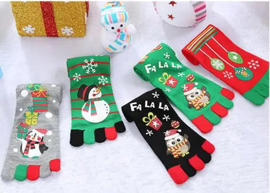 New Fashion Cotton Funny Cartoon Printed Casual Soft Fall Women Toe Socks Five Fingers Socks