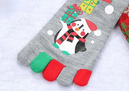 New Fashion Cotton Funny Cartoon Printed Casual Soft Fall Women Toe Socks Five Fingers Socks