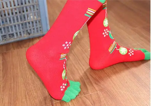 New Fashion Cotton Funny Cartoon Printed Casual Soft Fall Women Toe Socks Five Fingers Socks
