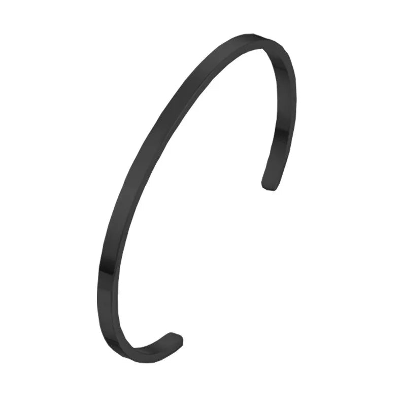 Unisex Simple Opening Plain Smooth Lovers Black Rose Gold Silver Gold Women Men Bangle Bracelet