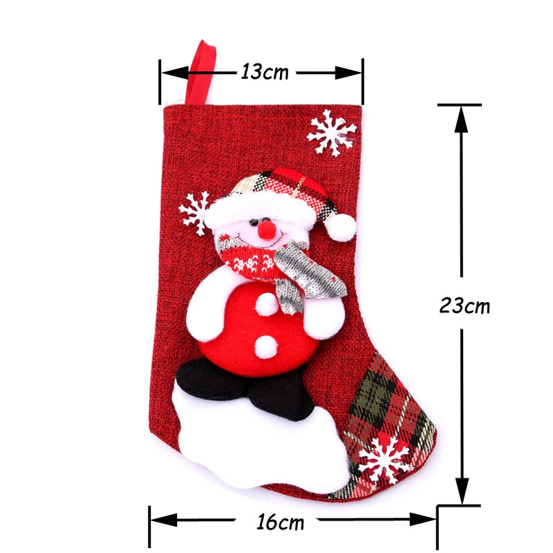 Christmas Xmas Ornaments Decoration 3D Santa Claus Snowman Christmas Socks Stocking Candy Gift Bag