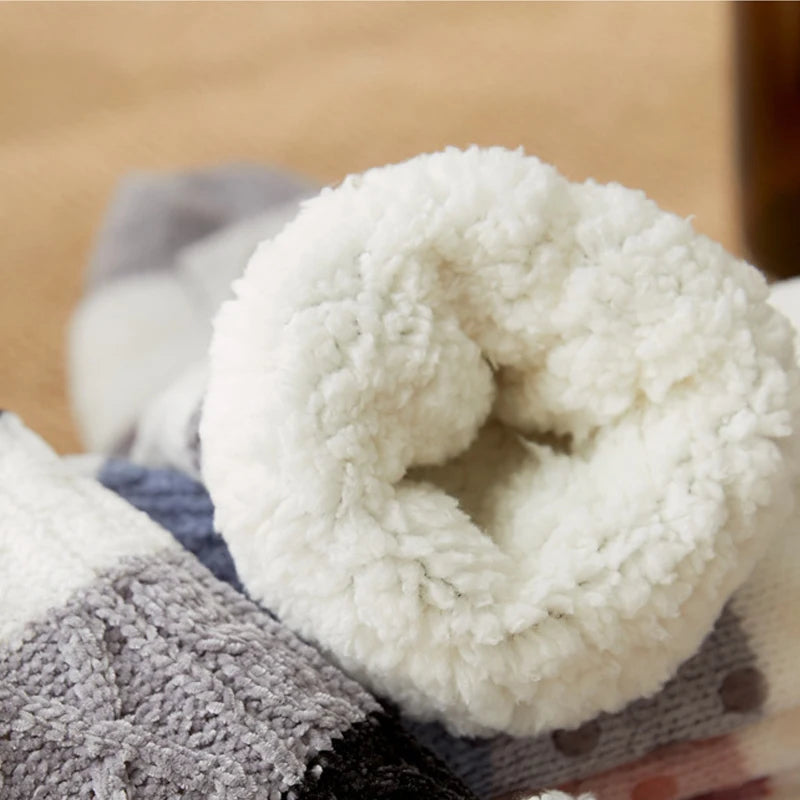 Winter Fall Warm Thick Comfortable Stripes Women Mid-calf Sleep Fuzzy Home Stocking Socks Xmas Gift
