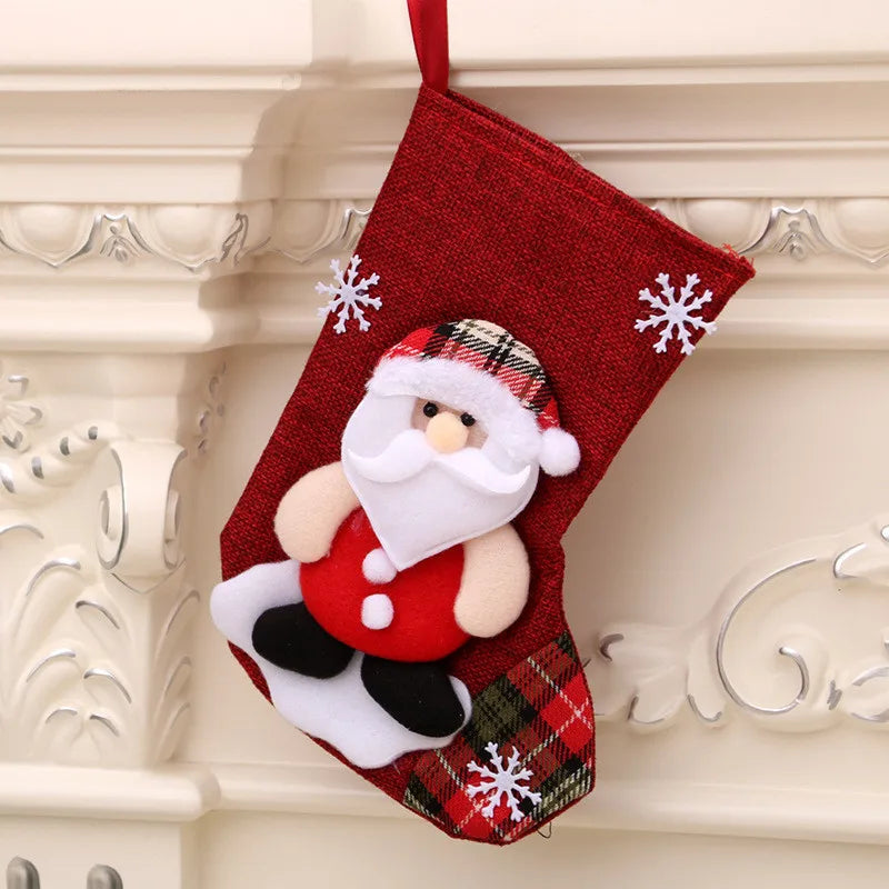 Christmas Xmas Ornaments Decoration 3D Santa Claus Snowman Christmas Socks Stocking Candy Gift Bag