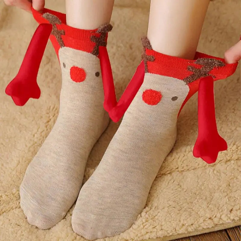Creative Cartoon Cotton Fashion Funny Magnetic Couples Hand in Hand Socks Christmas Xmas Fall Gifts