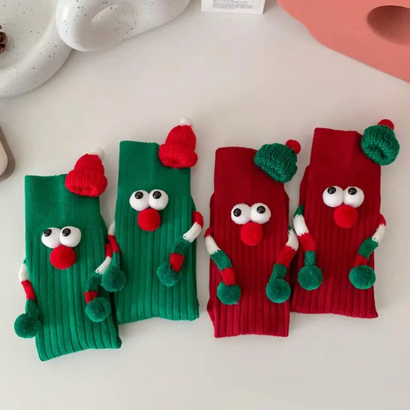 Cute Magnet Elastic Soft Cartoon Hand Comfortable Funny Socks Holiday Christmas Fall Gift