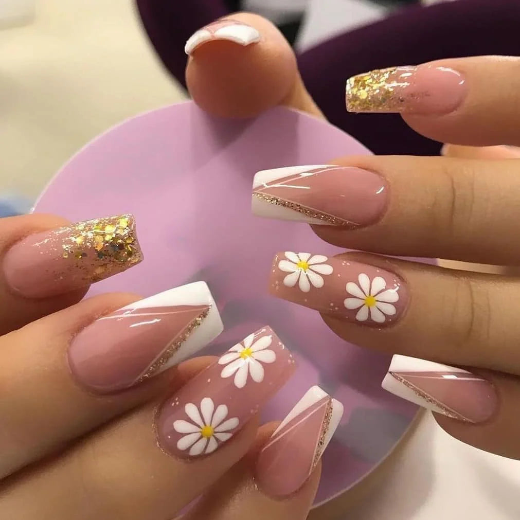 24pcs/set Wearable Ballerina Art Decoration Removable Fall Winter Women False Nails Manicure Set
