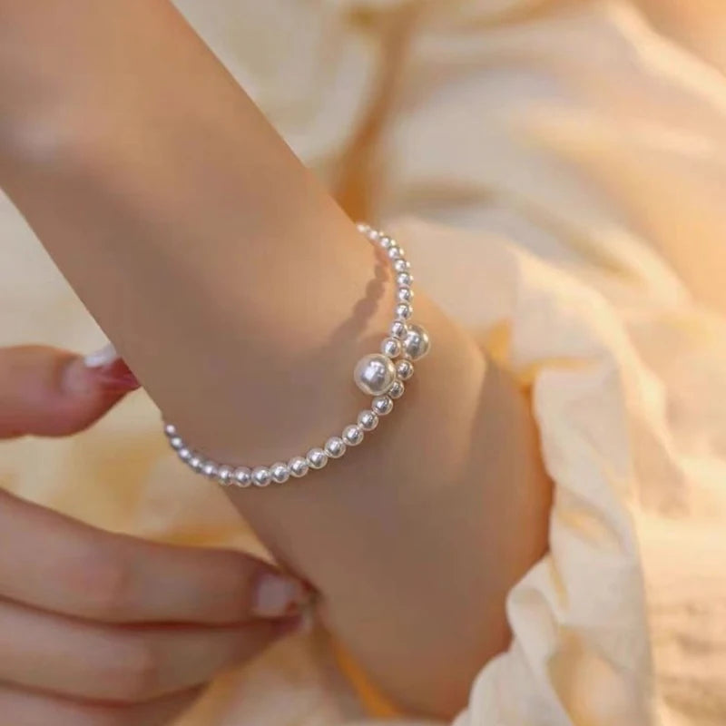 1pc Vintage Pearl Luxury Elegant Adjustable Opening Wedding Pearl Women Bangle Bracelet Jewelry Gift