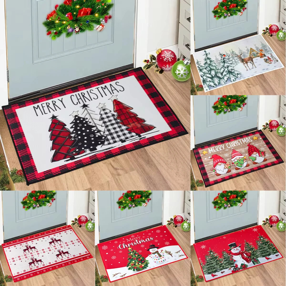 Christmas Santa Claus Carpet Mat Home Decor Living Room Bedroom Navidad Xmas New Year Gifts