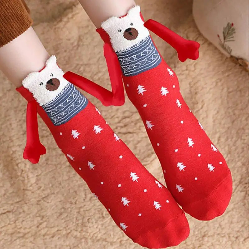 Creative Cartoon Cotton Fashion Funny Magnetic Couples Hand in Hand Socks Christmas Xmas Fall Gifts