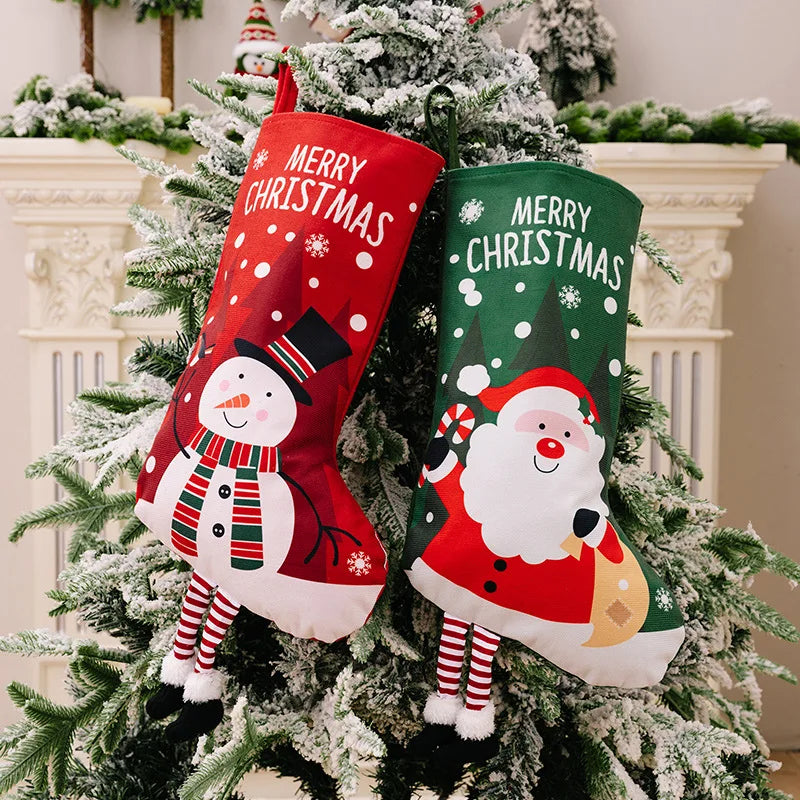 Christmas Tree Ornament Santa Snowman Elk Large Stocking Candy Gift Socks Xmas Party Decorations