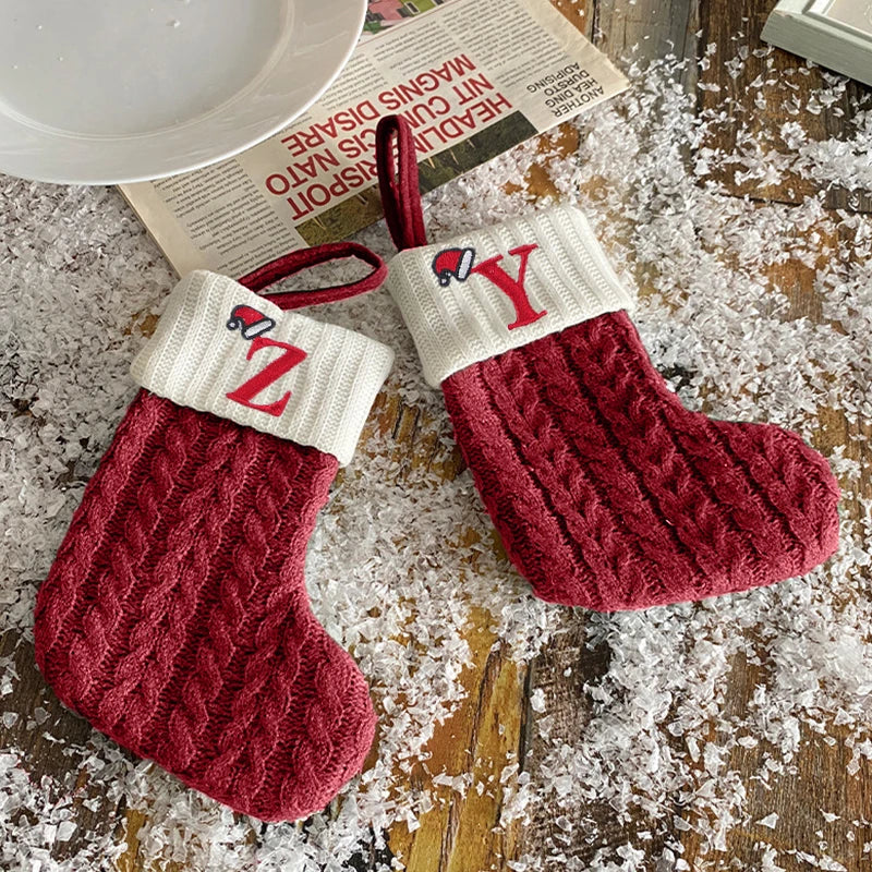 Christmas Decoration Letters Snowflake Xmas Tree Pendant Ornament Knitting Sock Home Decor Fall Gift