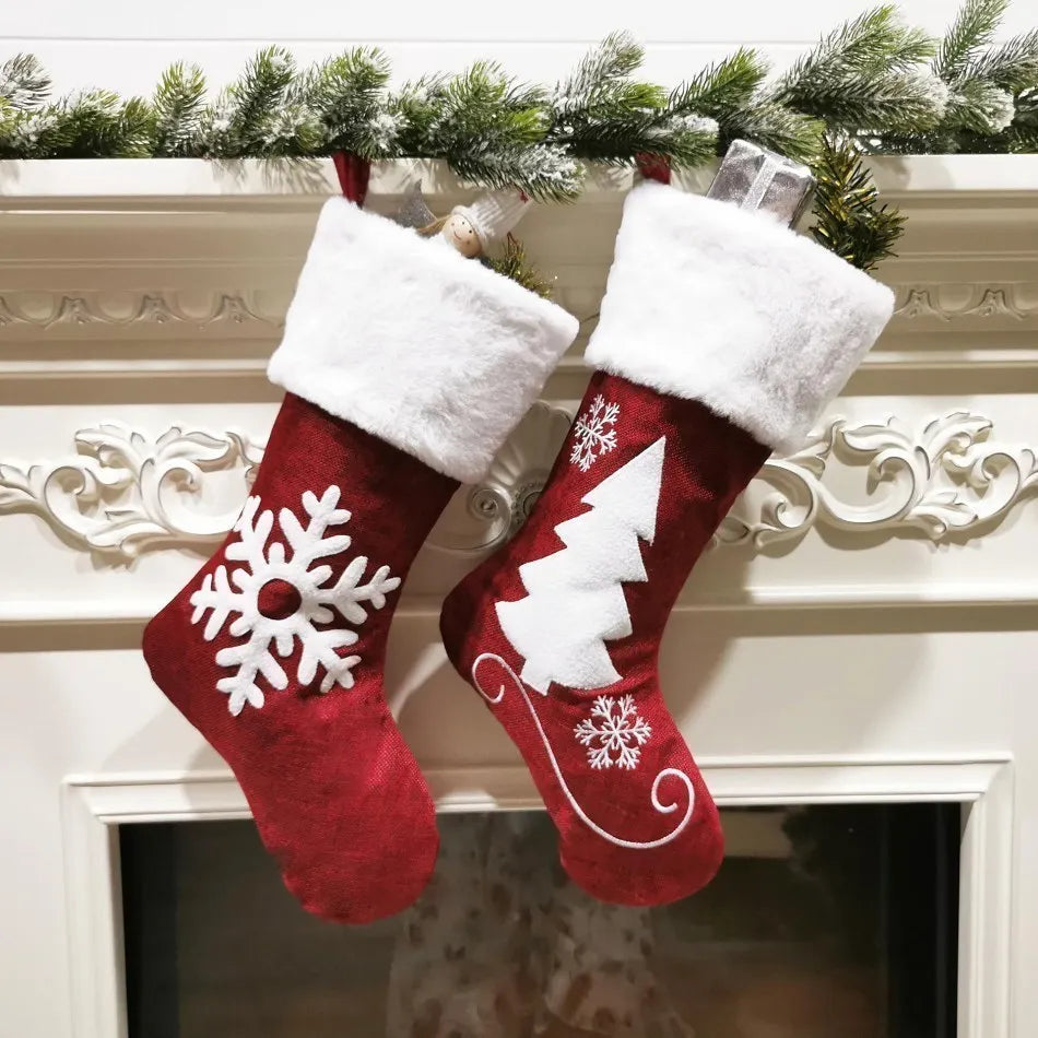 Christmas Candy Bag Elk Xmas Tree Deer Printing Pocket Hanging Ornament Socks Fall Decoration Gift
