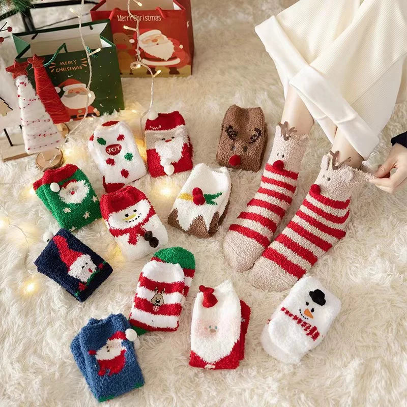 Christmas Cute Decorative Pendant Coral Velvet Cartoon Sleep Packaging Ball Fall Socks Xmas Gift