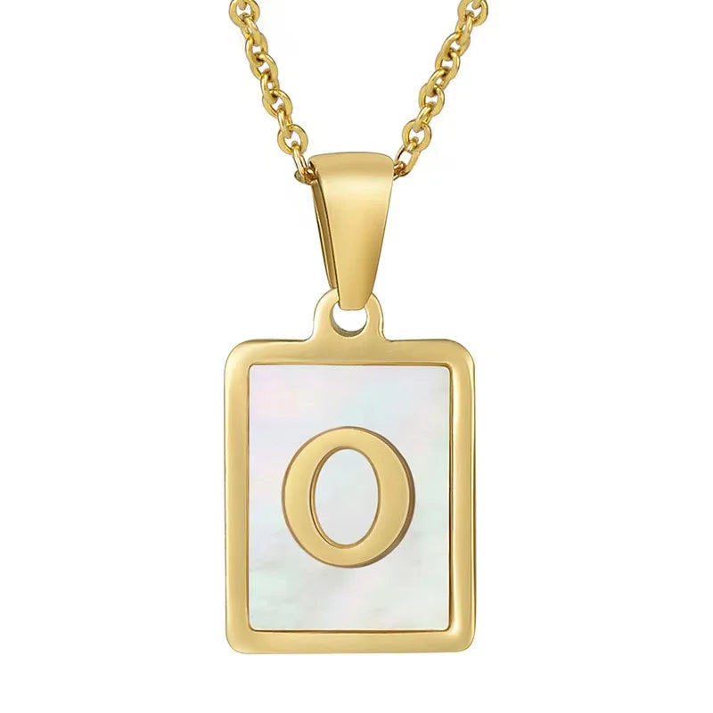 Pearl Shell Initial Letter 26 Alphabet Minimalist Pendant Trendy Gold Women Necklace Jewelry Gifts