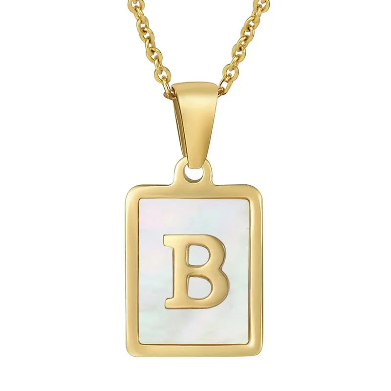 Pearl Shell Initial Letter 26 Alphabet Minimalist Pendant Trendy Gold Women Necklace Jewelry Gifts