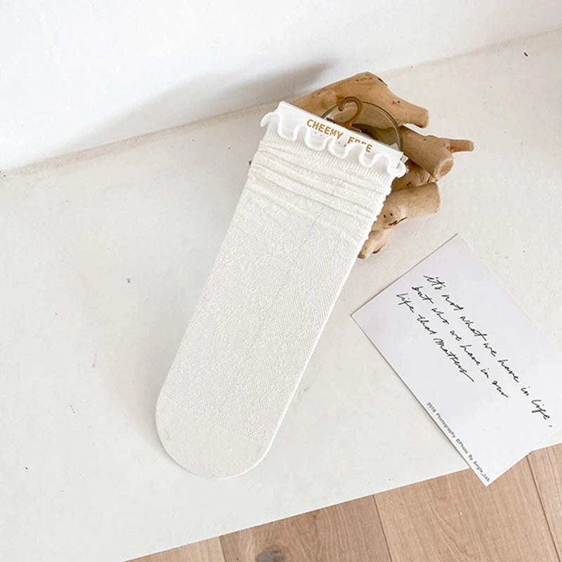 Fashion Cute New Retro White Black Lace Sweet Mesh Simple Casual Breathable Loose Girls Women Socks