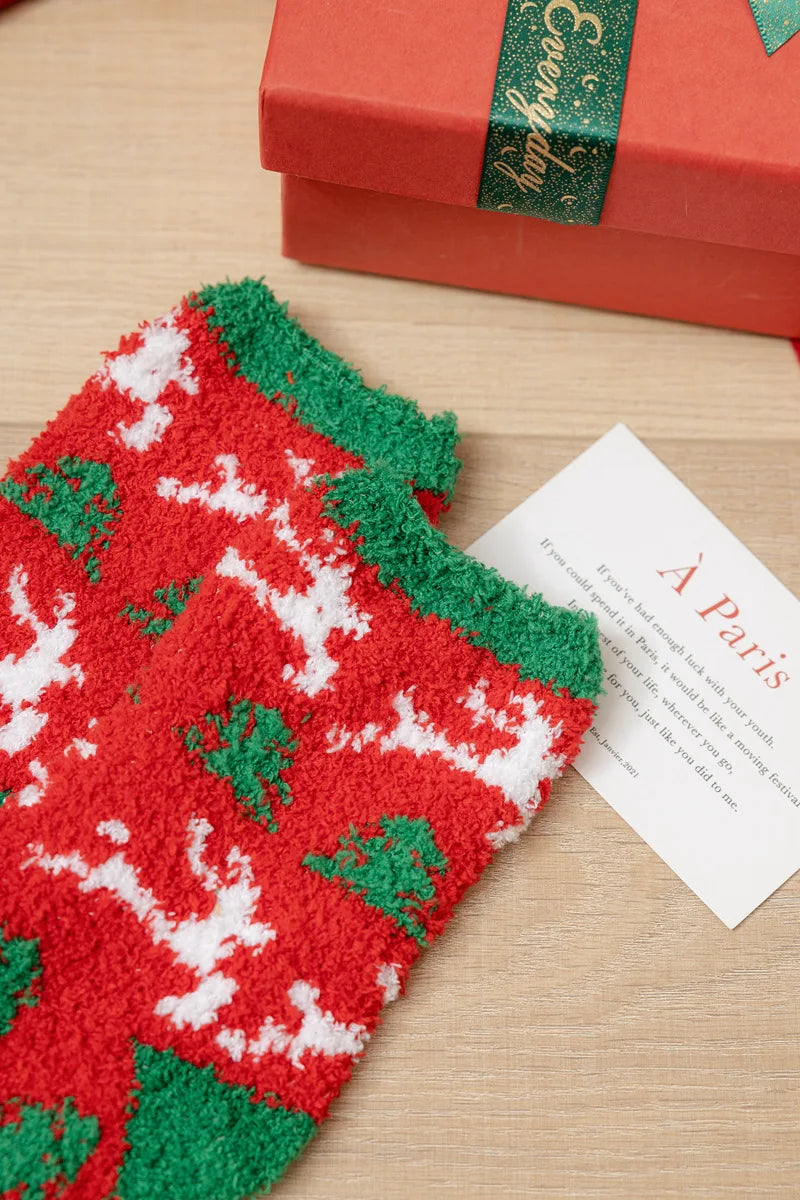 New Christmas coral fleece warm and thick winter socks snowman sleeping floor socks Fall Xmas Gift