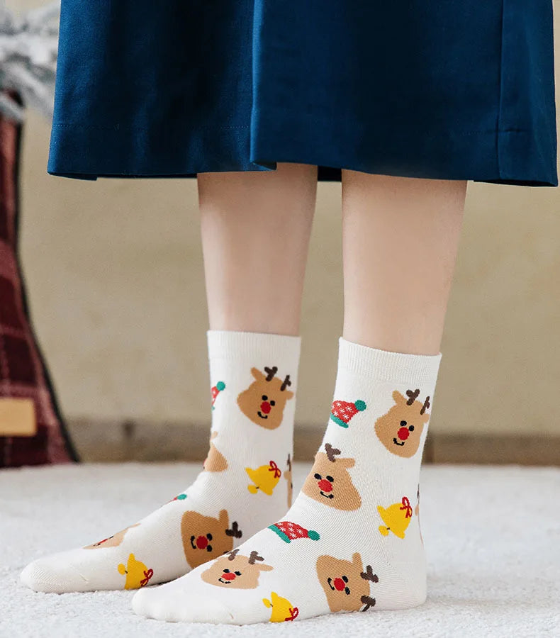 Christmas Woman Funny Santa Claus Snowman Kawaii Cartoon Animal Cute Socks Novel Christmas Fall Gift