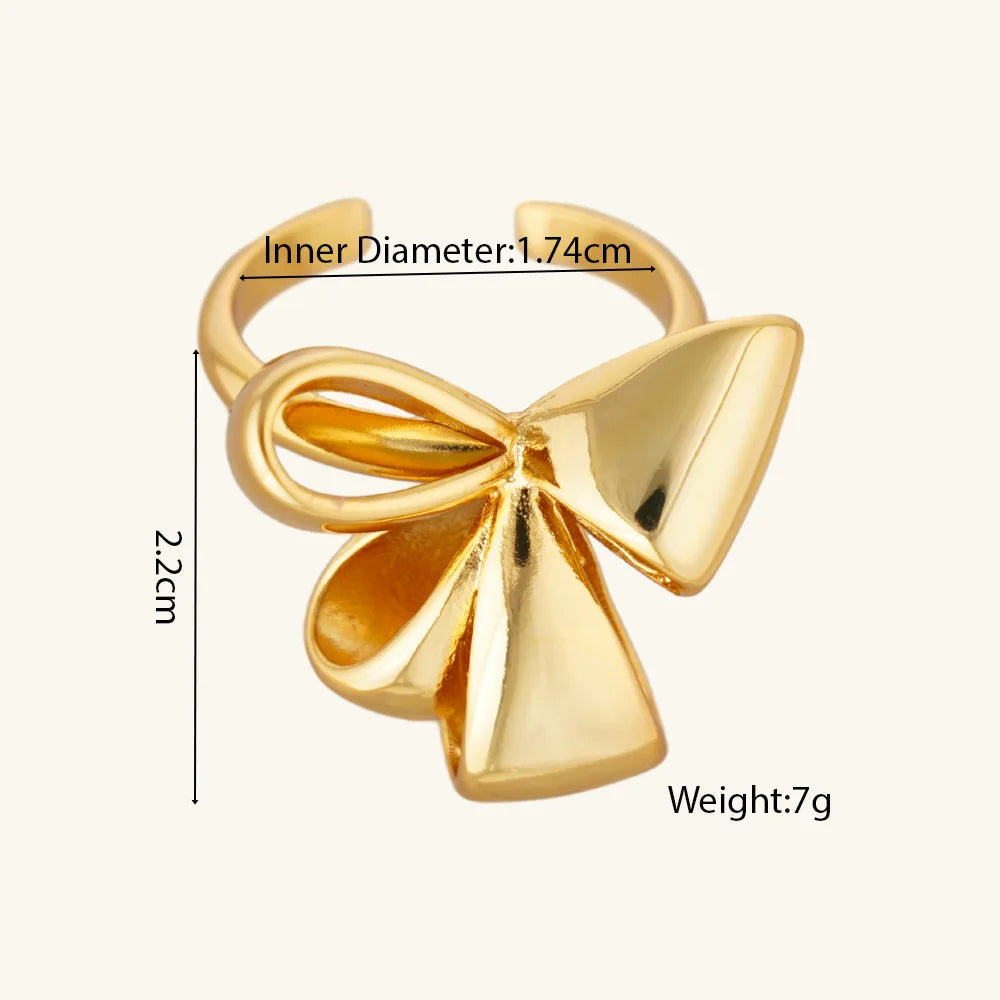 Gold Open Butterfly Bow Heart Twist Multi Layers Women Rings Valentine's Day Jewelry Gift