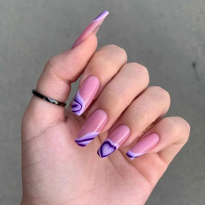 24pcs/set Wearable Ballerina Art Decoration Removable Fall Winter Women False Nails Manicure Set
