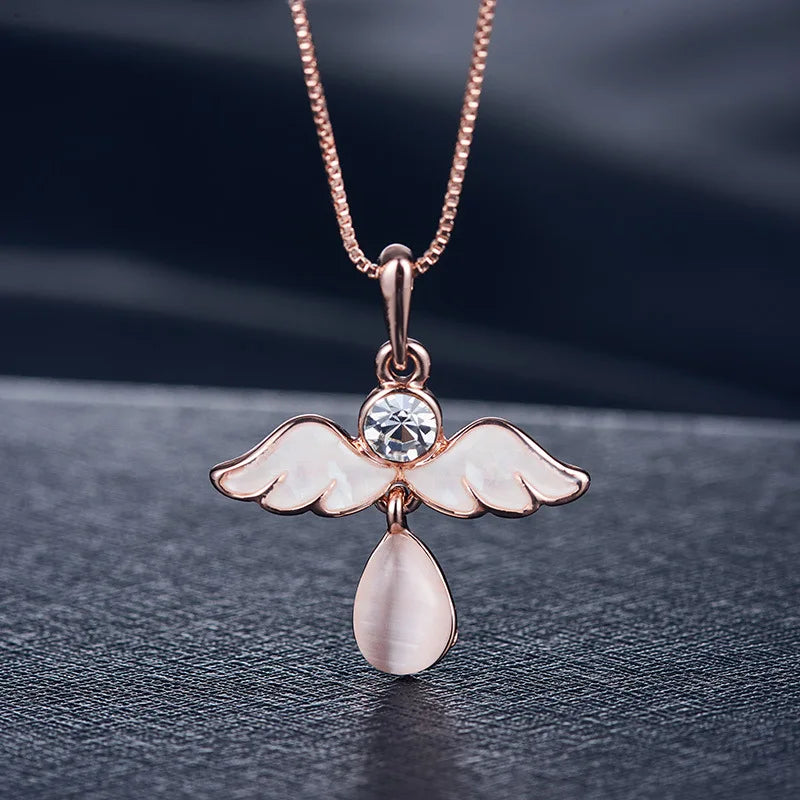 Women Elegant Waterdrop Rhinestone Pendant Necklace Hook Earrings Gold Jewelry Set Gift