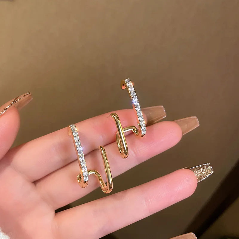 New Bright Crystal Luxury Korean Unusual Earrings Ear Piercing Hook Irregular Christmas Gift