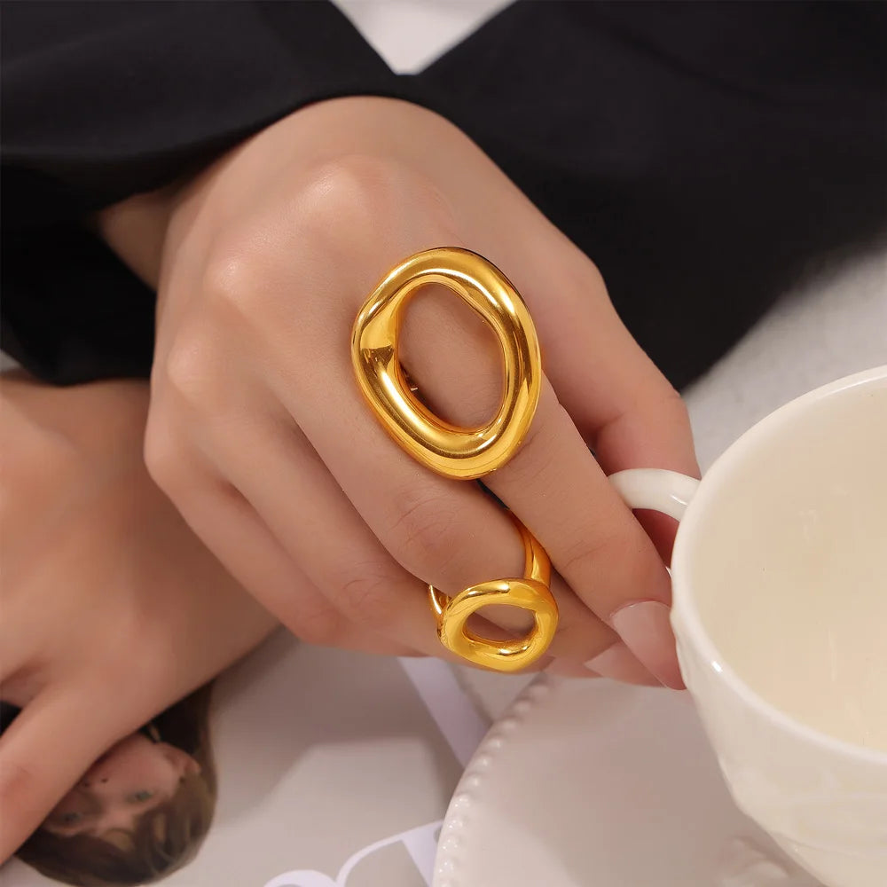 Popular Index Hip Hop Punk Cool Irregular Hyperbole Luxury Gold Silver Women Rings Jewelry Gift