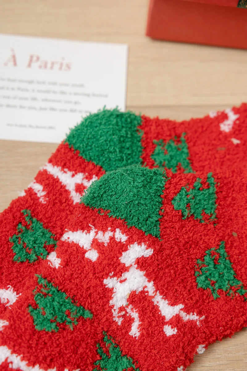 New Christmas coral fleece warm and thick winter socks snowman sleeping floor socks Fall Xmas Gift