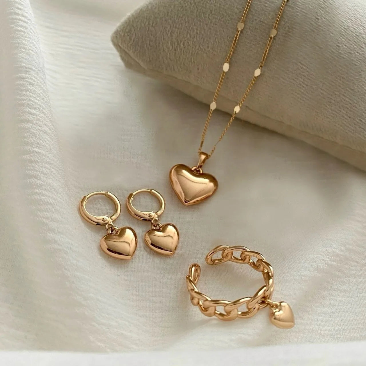 New Fashion Tulip Flower Niche Design Jewelry Sets Gold Silver Women Rings Necklace Earrings Sets