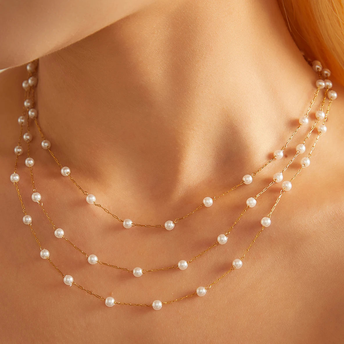 Stainless Steel Necklaces Women Fashion New Multi-Layers Gold Bone Chain Necklace Jewelry Fall Gift