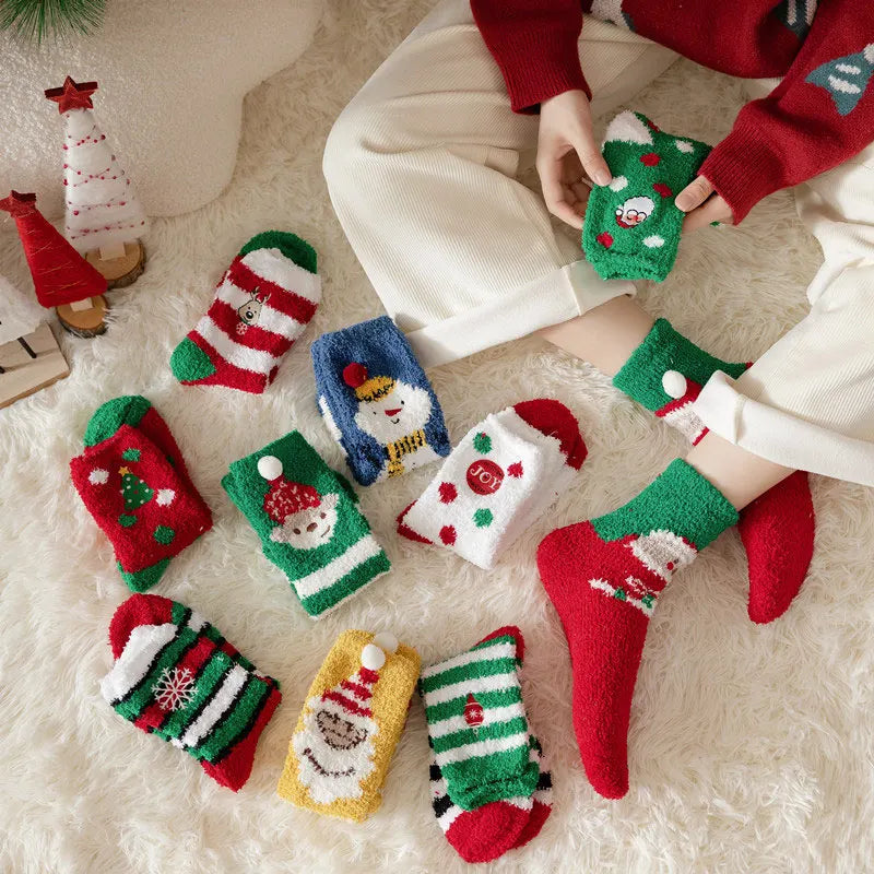 Christmas Cute Decorative Pendant Coral Velvet Cartoon Sleep Packaging Ball Fall Socks Xmas Gift