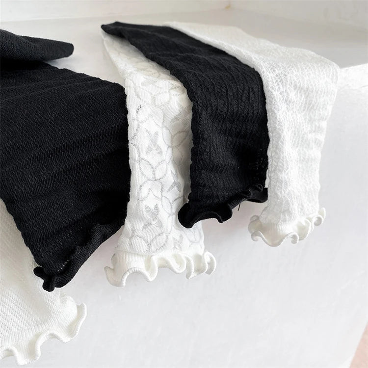 Fashion Cute New Retro White Black Lace Sweet Mesh Simple Casual Breathable Loose Girls Women Socks