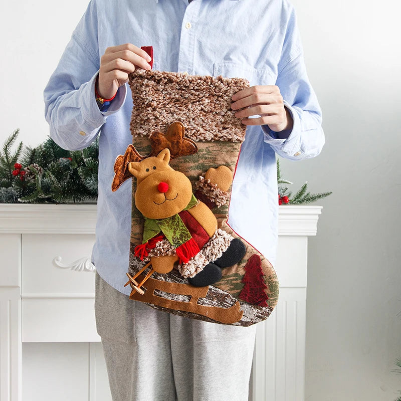 Christmas Large Xmas Gift Bags Fireplace Candy Holder Home Decoration Stockings Socks Fall Gifts