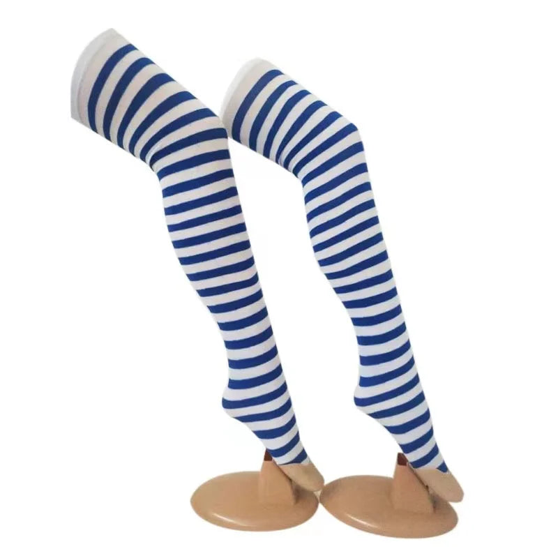 Christmas Halloween Sexy Striped Socks Thigh High Over The Knee Thin Socks Women Stockings