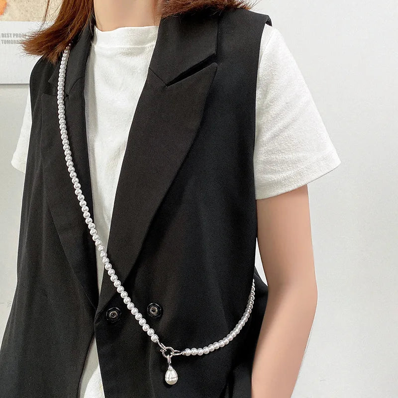 Statement Imitation Pearls Long Personality Chains Big Pendant Collares Women Necklace Jewelry Gifts