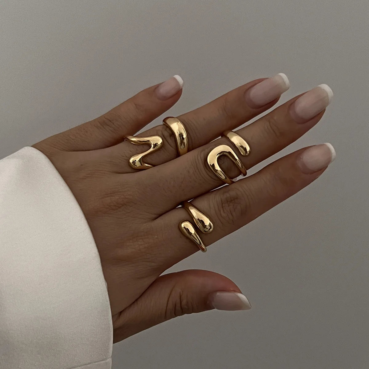 4pcs/Set Irregular Geometric Punk Fashion Beach Gold Silver Women Knuckle Joint Rings Jewelry Gifts
