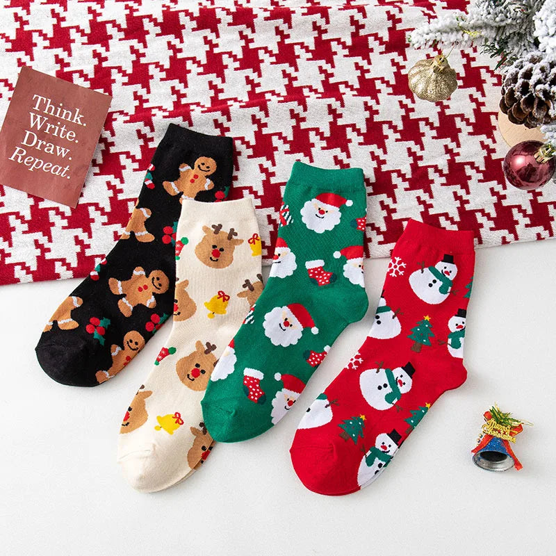 Christmas Woman Funny Santa Claus Snowman Kawaii Cartoon Animal Cute Socks Novel Christmas Fall Gift