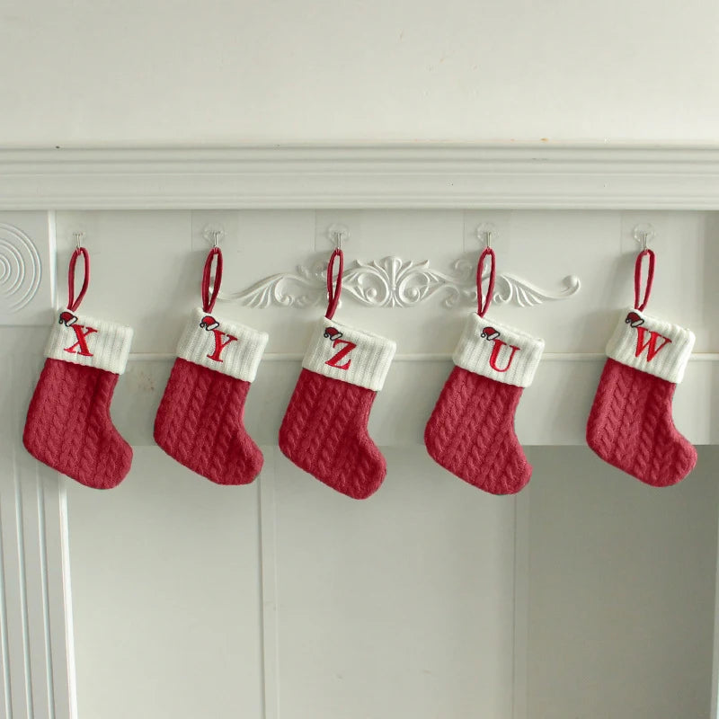 Christmas Decoration Letters Snowflake Xmas Tree Pendant Ornament Knitting Sock Home Decor Fall Gift