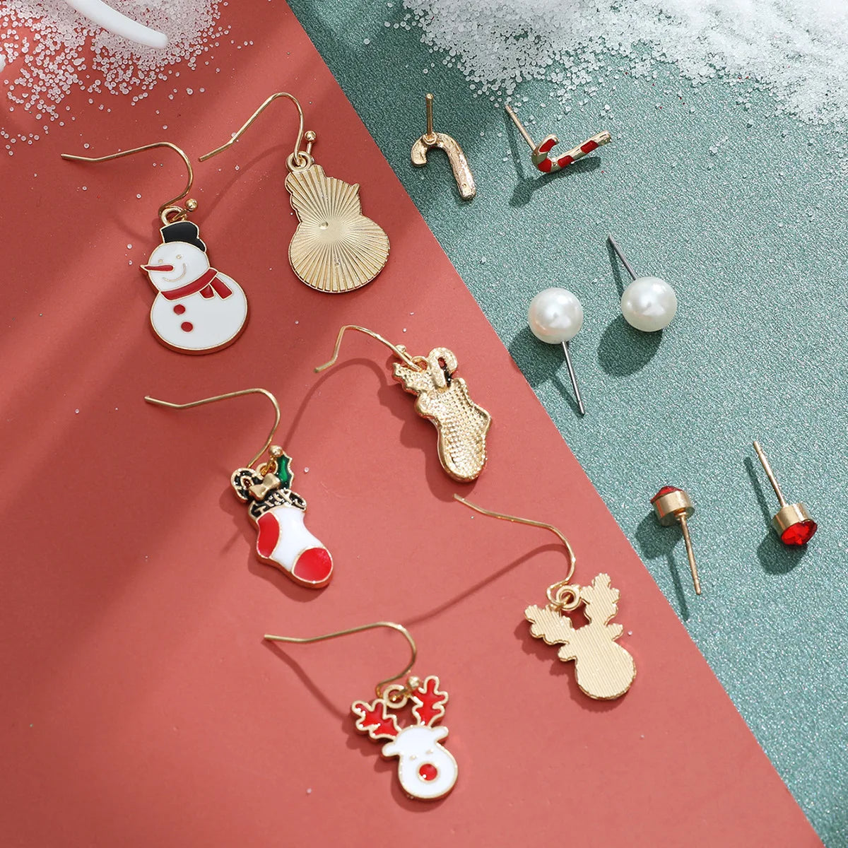 6 pairs Christmas Xmas Tree Elk Snowman Santa Claus Cute Stud Women Girls Kids Earrings Set Gifts