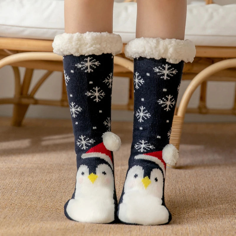 New Cute Warm Thicken Plus Winter Fuzzy Christmas Home Floor Room Socks Stocking Women Xmas Gift