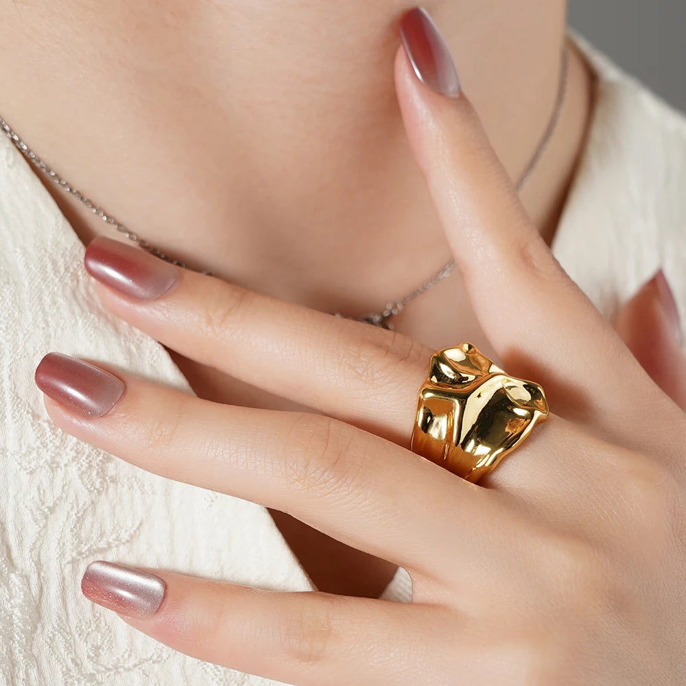 Gold Open Butterfly Bow Heart Twist Multi Layers Women Rings Valentine's Day Jewelry Gift