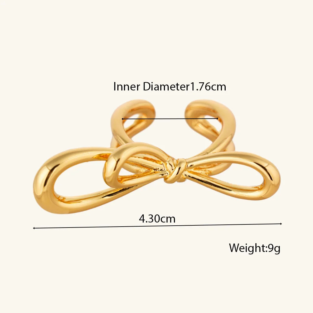 Gold Open Butterfly Bow Heart Twist Multi Layers Women Rings Valentine's Day Jewelry Gift