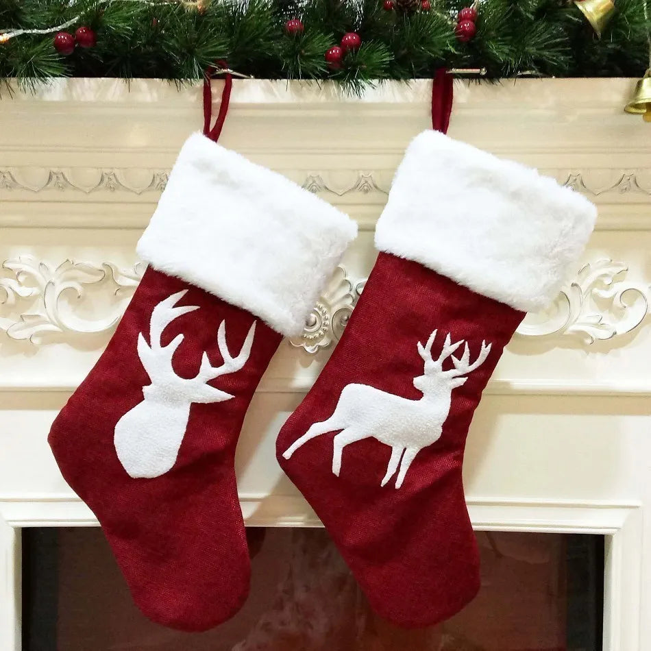 Christmas Candy Bag Elk Xmas Tree Deer Printing Pocket Hanging Ornament Socks Fall Decoration Gift