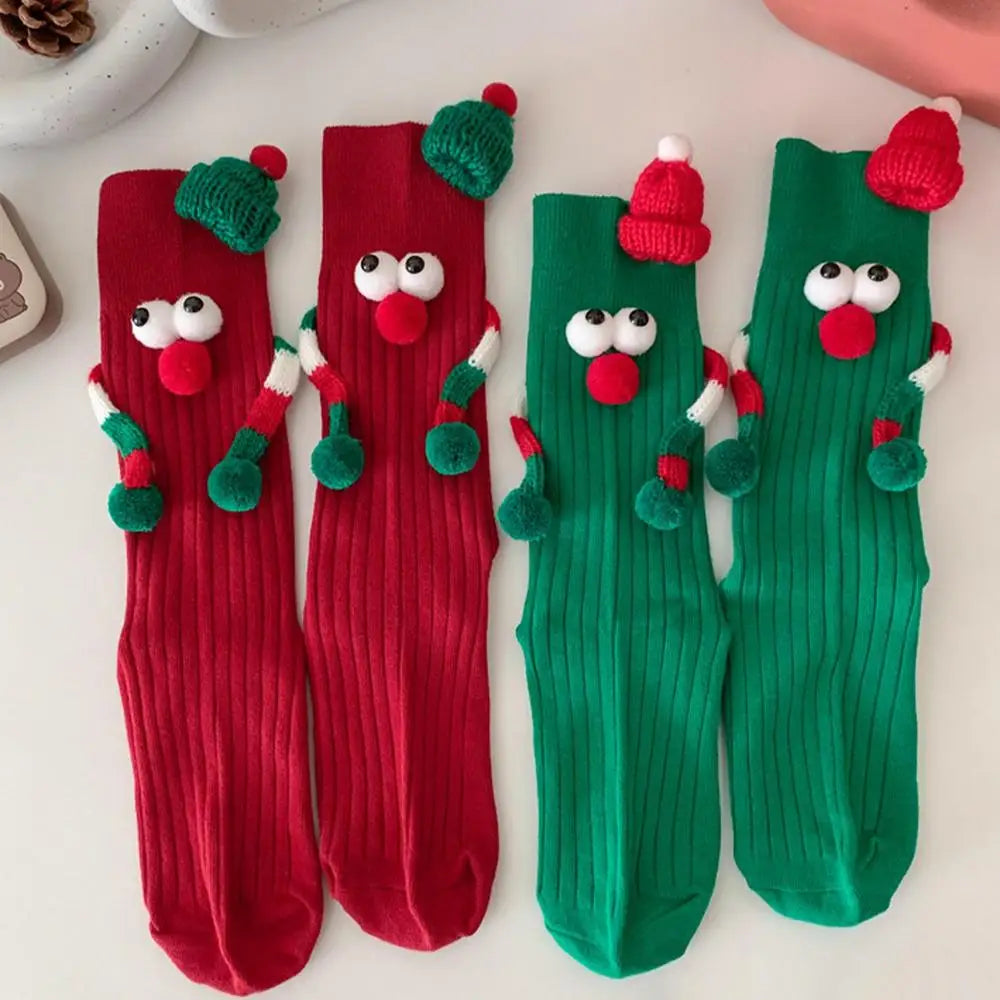 Cute Magnet Elastic Soft Cartoon Hand Comfortable Funny Socks Holiday Christmas Fall Gift